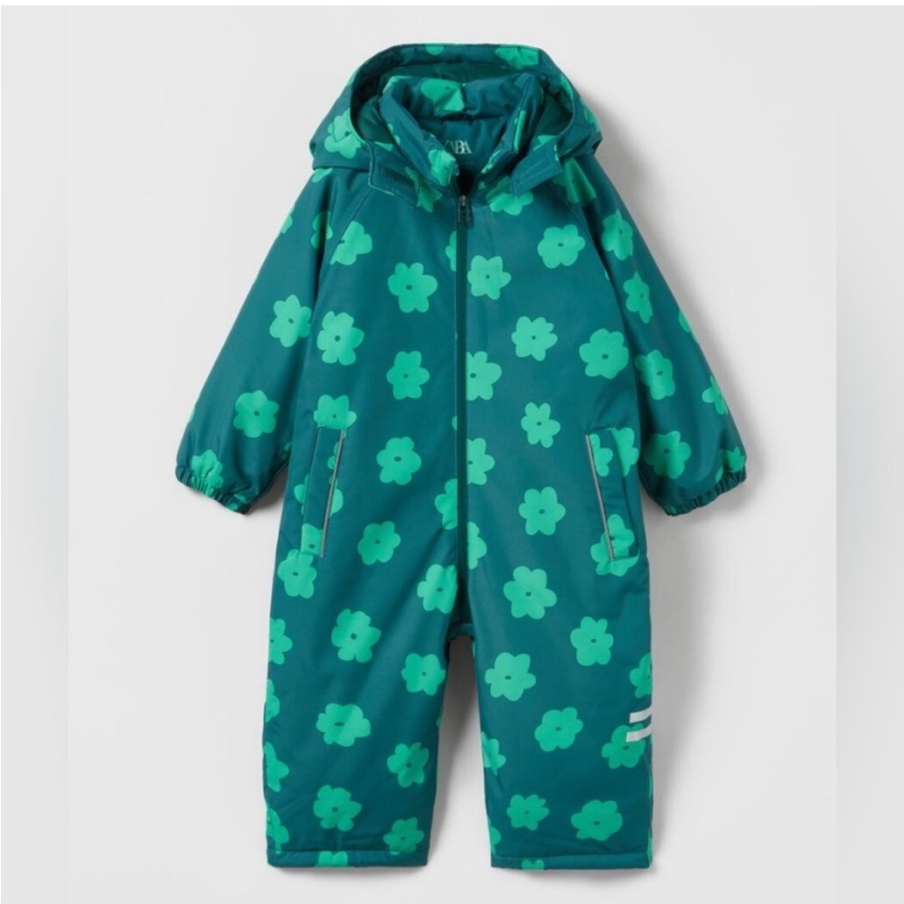 ZARA Kids - floral groovy kids hooded onsie snowsuit baby zip up